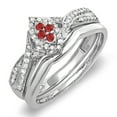 thumbnail image 1 of Dazzlingrock Collection Sterling Silver Ruby & White Diamond Marquise Shape Ring Set, Size 5, 1 of 1