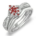 thumbnail image 1 of Dazzlingrock Collection Sterling Silver Ruby & White Diamond Marquise Shape Ring Set, Size 6, 1 of 1