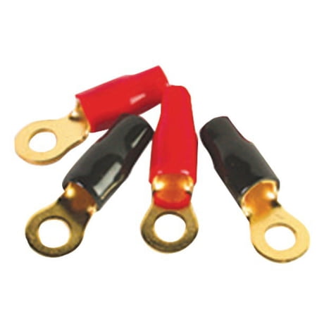 Db L 8-gauge 5/16" Gold-plated Ring Terminals, 4 Pk