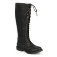 thumbnail image 1 of DbDk DA59 Women Leatherette Knee High Lace Up Zip Combat Boot, 1 of 5