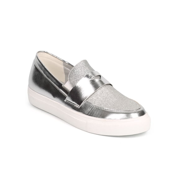 DbDk DG77 Women Metallic Glitter Lug Sole Flatform Slip On Penny Loafer