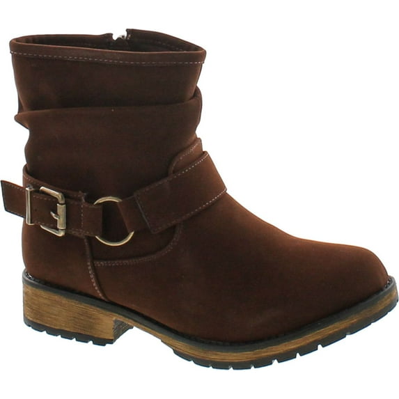 DbDk Lucy-13 Women's Distressed Side Zipper Lug Sole Flat Heel Ankle Booties