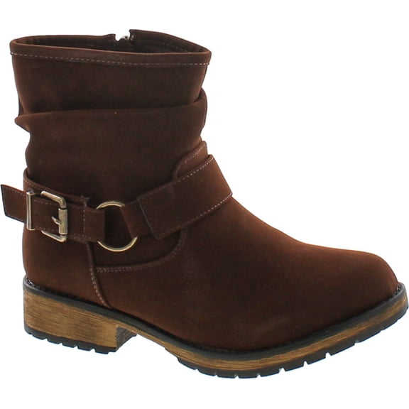 DbDk Lucy-13 Women's Distressed Side Zipper Lug Sole Flat Heel Ankle Booties
