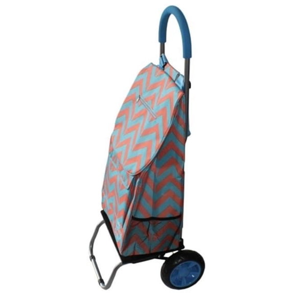 Dbest Products 01-582 Trendy Trolley Dolly - Broken Chevron Teal & Coral