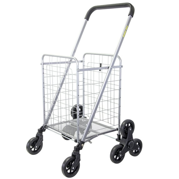 Dbest Products Folding Shopping Cart with Wheels, Sliver
