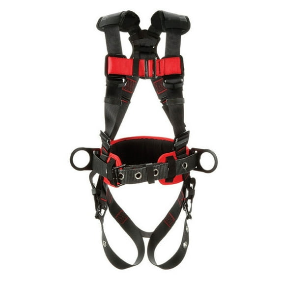 Protecta® Construction Style Positioning Harness, Standard, D-Rings, Leg Buckles, X-Large, Pass-Through Chest Connection