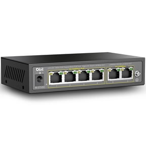 Dbit 6-Port Ethernet PoE Switch with 4 Ports PoE+, 2 Fast Ethernet Uplink, 10/100Mbps, 63W High Power, Support IEEE802.3af/at, Fanless Metal Plug & Play PoE+ Network Switch