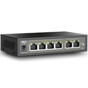 Dbit 6-Port Ethernet PoE Switch with 4 Ports PoE+, 2 Fast Ethernet Uplink, 10/100Mbps, 63W High Power, Support IEEE802.3af/at, Fanless Metal Plug & Play PoE+ Network Switch
