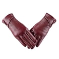 thumbnail image 1 of Dbuoem 1 Pair Winter Cycling Gloves Cold-proof Plush-lined Touch Screen Windproof Faux Leather Anti-slip Cold Weather Gloves for Outdoor Activities Mountaineering Skiing, 1 of 1