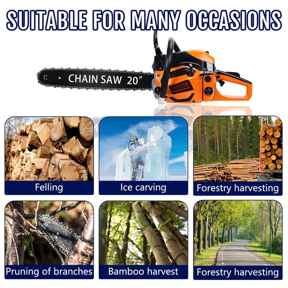Dbuoem 1 Set 20 Inch Gas Chainsaw,58CC 2-Stroke 2200W Handheld Cordless Chainsaw,High-Power Logging Saw for Wood Cutting and Tree Trimming