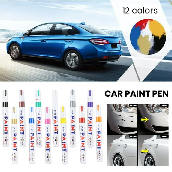 Dbuoem 12 Pcs Car Paint Pen Quick Dry Waterproof Oil Based Medium Tip Metal Wood Fabric Plastic Rock Painting Glass Industrial Marker Pen