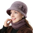thumbnail image 1 of Dbuoem 2Pcs/Set Women Winter Hat Scarf Set Elastic Soft Hat Scarf Set, 1 of 6