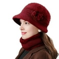 thumbnail image 1 of Dbuoem 2Pcs/Set Women Winter Hat Scarf Set Elastic Soft Hat Scarf Set, 1 of 6