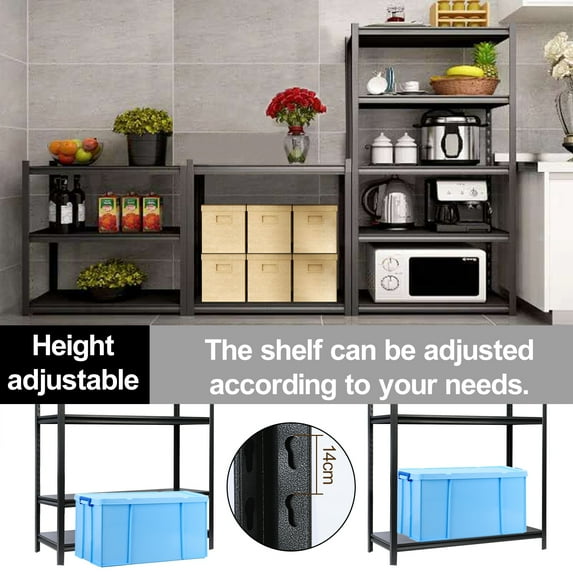 Dbuoem 48''L Garage Shelving, 5 Tier Adjustable Metal Shelving,Heavy Duty Loads 2500LBS Garage Storage Shelves,for Garage Storage Rack Industrial Utility Shelf-Black