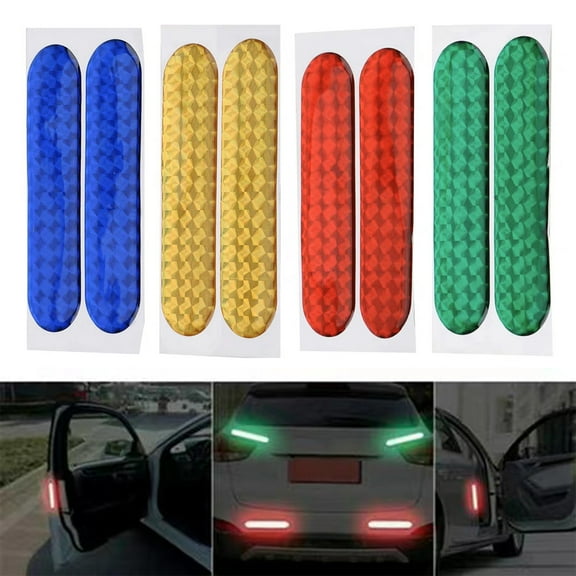 Dbuoem 4Pcs/Set Car Reflective Sticker 3D Epoxy Self-adhesive Weather Resistant High Brightness Safety Warning Auto Door Decal Automobile Supplies