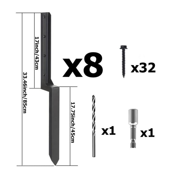 Dbuoem 8pcs Fence Post Repair Kit,Steel Ground Spikes for Repairing Broken or Tilted Wooden Posts in Yards Farms