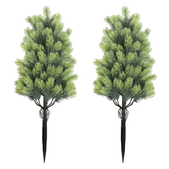 Dbuoem Artificial Cedar Topiary Tree with Stake Lifelike Faux Cedar Pines Christmas Tree Simulated Shrubs for Front Porch Outdoor Decor