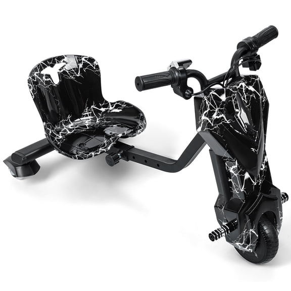 Dbuoem Drift Trike,Kid Ride on Tricycles with Light,Big Wheel Drifting Tricycle for Ages 8+,Ride-On Tricycle with Adjustable Seat,Black White