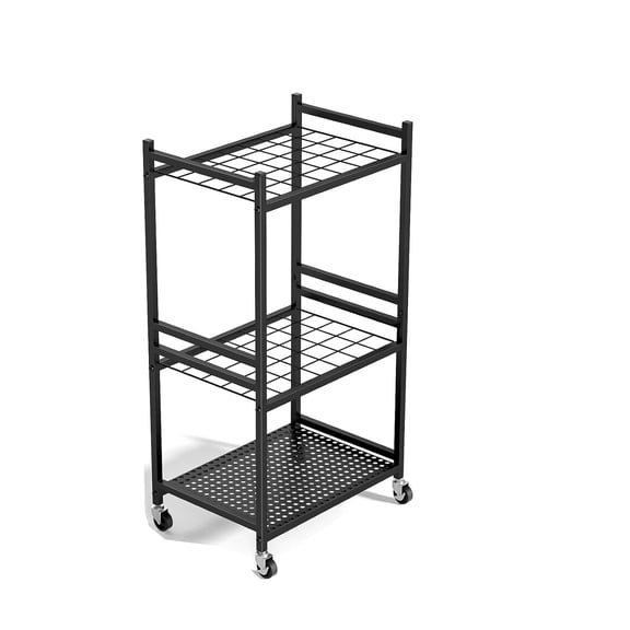 Dbuoem Garden Tool Organizer,35-Slot Steel Rolling Rack with Wheels,Adjustable Feet Yard Tool Rack for Shovels,Rakes,Brooms and Cleaning Equipment,Efficient Tool Organization System