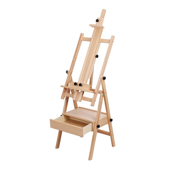 Dbuoem H Frame Easel,French Easel,Solid Beech Wood Easel,Painting Canvas Holder Stand,Tilts Flat Artist Easel,Height Angle Adjustable