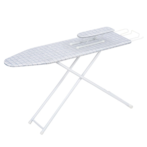 Dbuoem Ironing Board,Full-Size Foldable Ironing Board,Extended Ironing Board Outside with Heat-Resistant Cover (42 inch,Blue Plaid Pattern)