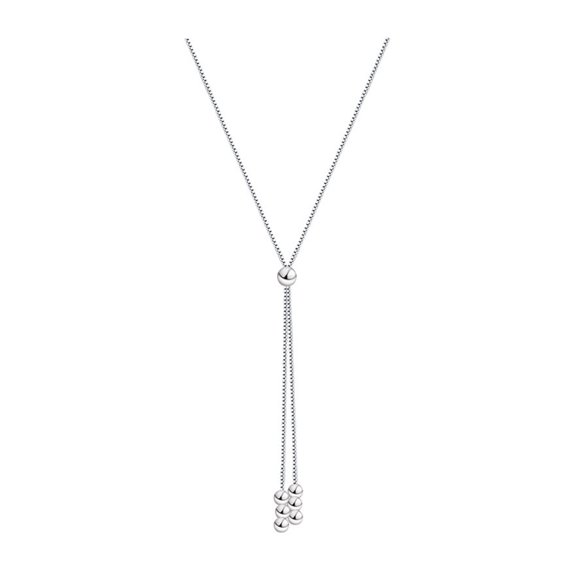 Dbuoem Lady Necklace Metal Bead Tassel Adjustable Copper Clavicle Chain Gift for Wife friend Neck Jewelry