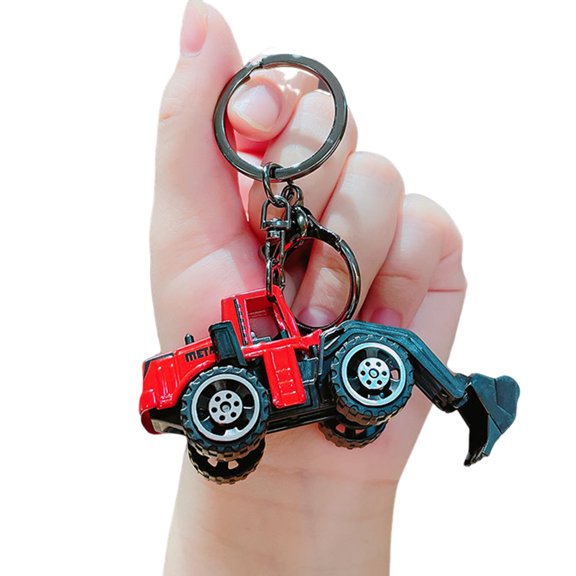 Dbuoem Mini Engineering Cars Charm Keychain Pull Back Cartoon Toy Car Keychain Pendant Anti-Detachable Hook Decompression Tool