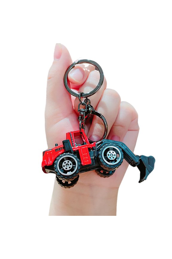 Mini Engineering Cars Charm Keychain Pull Back Cartoon Toy Car Keychain Pendant Anti-Detachable Hook Decompression Tool