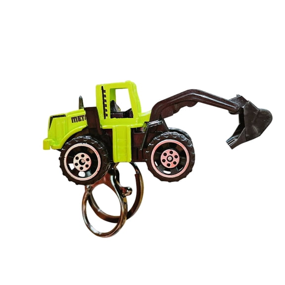 Dbuoem Mini Engineering Cars Charm Keychain Pull Back Cartoon Toy Car Keychain Pendant Anti-Detachable Hook Decompression Tool