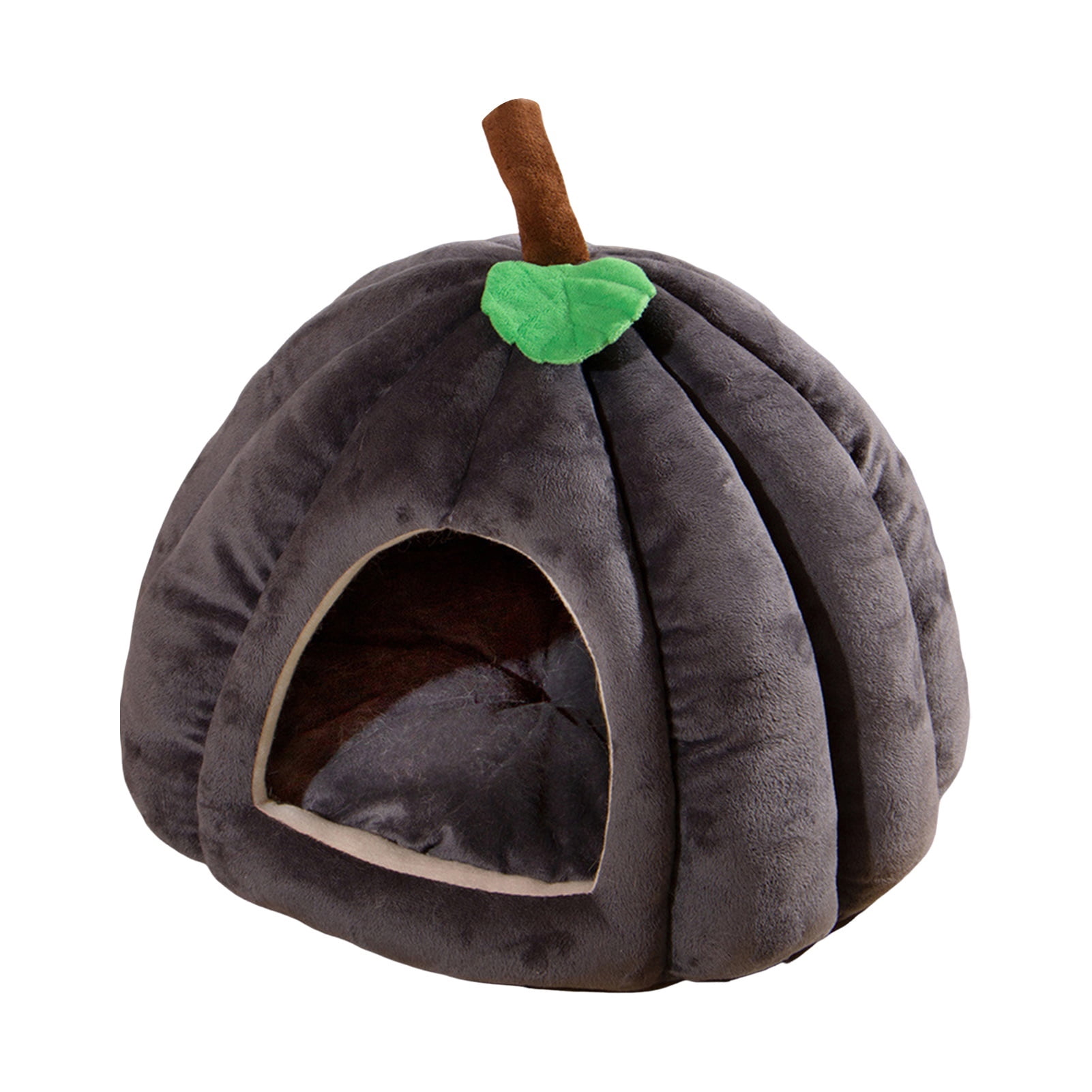 Dbuoem Semi-Enclosed Pet Bed for Cats All Seasons Comfort Stable Anti-Slip Pumpkin Pet Tent Cat House for Small Medium Dogs