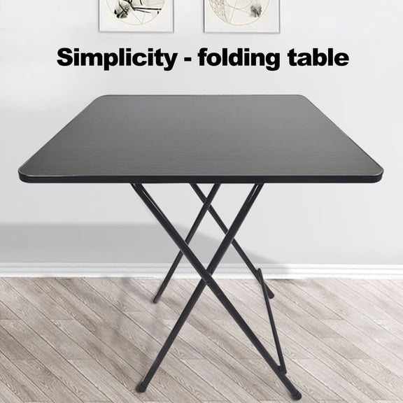 Dbuoem Square Foldable Dinner Table, Solid MDF 4 Persons Home office Study Computer Desk Camping Tables And Card Tables-Black