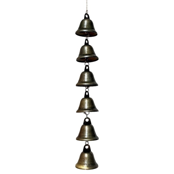 Dbuoem Vintage Hanging Wind Chime Metal Wind Bell Cluster with Chain Outdoor Garden Patio 6/9 Bells Hanging Decoration Ornament