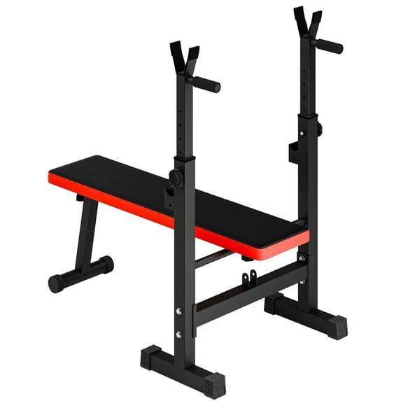 Dbuoem Weight Stool,Press Rack,Strength Training Workout stool,Adjustable Weight Stool with Barbell Rack,Weight Lifting Stool Press for Home Gym,48.27" x 25.61" x 44.72",Red