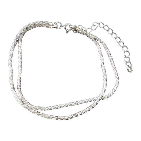 Dbuoem Women Anklet Double-layered Shiny Rhinestone Adjustable Length Simple Style Ankle Decoration Jewelry Party Beach Daily Ankle Chain Anniversary Birthday Gift