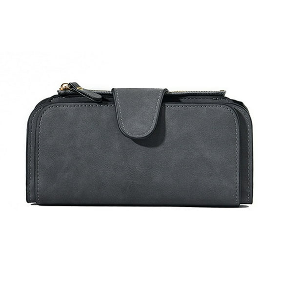 Dbuoem Women Long Wallet Card Holder Trifold Clutch Purse with Zipper Pocket 16 Card Slots ID Windows for Dates Work Party