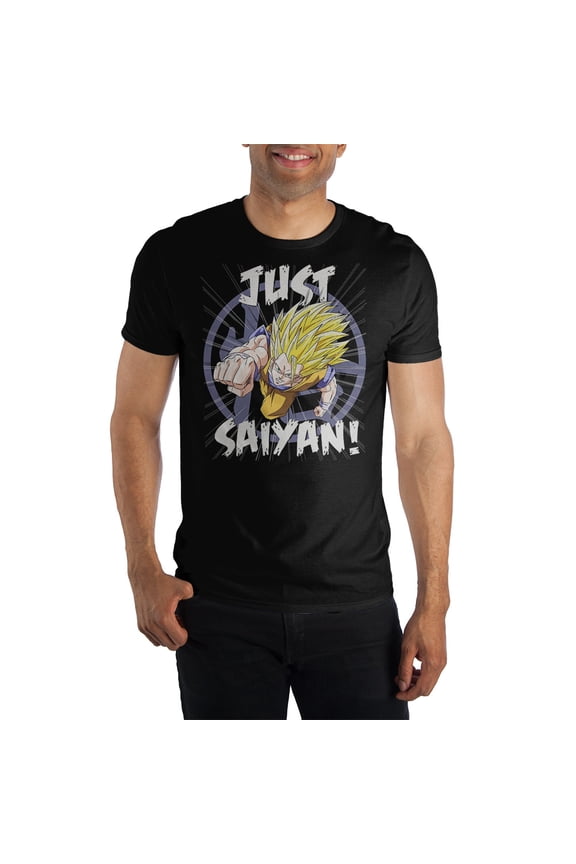 Dbz Just Saiyan Super Vintage Men's Black Crew Neck Tee - M