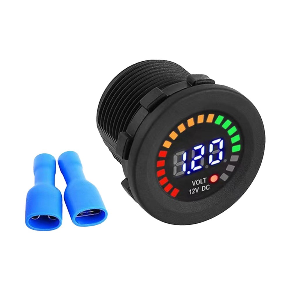 Car Digital Voltmeter & Thermometer - DC 12V/24V/36V LED Display For Battery Voltage & Interior Temp