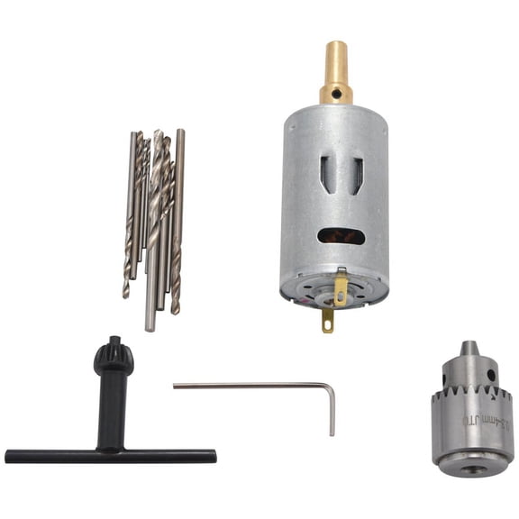 Dc 12V Motor Small Pcb Hand Drill Drilling Machine Compact Set With 10Pc 0.5-3Mm Drill Bit 0.3-4Mm Jto Keyless Chuck,10* 0.5-3mm drill bit 1* JTO keyless chuck 0.3-4mm,silver