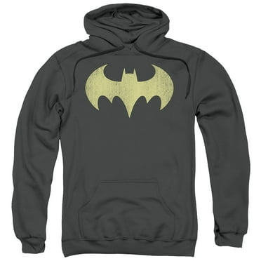 DC Comics Men's  Batgirl Logo Distressed Hooded Sweatshirt Charcoal