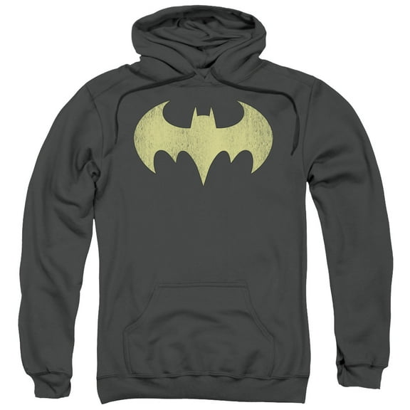 DC Comics Men's Batgirl Logo Distressed Hooded Sweatshirt Charcoal