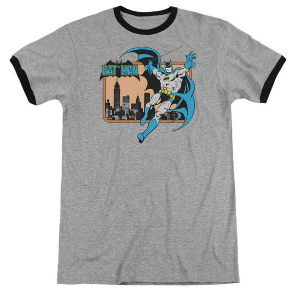 Dc - Batman In The City - Heather Ringer Short Sleeve Shirt - Large