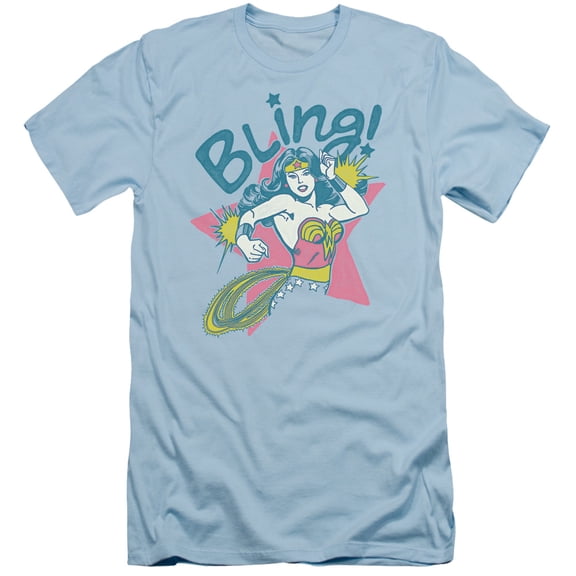 DC Comics Bling S/S Adult 30/1 T-Shirt Light Blue