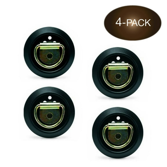"Dc Cargo Mall 4 D Ring Tie-Downs with Plastic Pan Fittings, Anchor Trailer Cargo Load with Floor Flush Surface Mount D-Rings, Safe TieDown Working Limit 533 pounds"