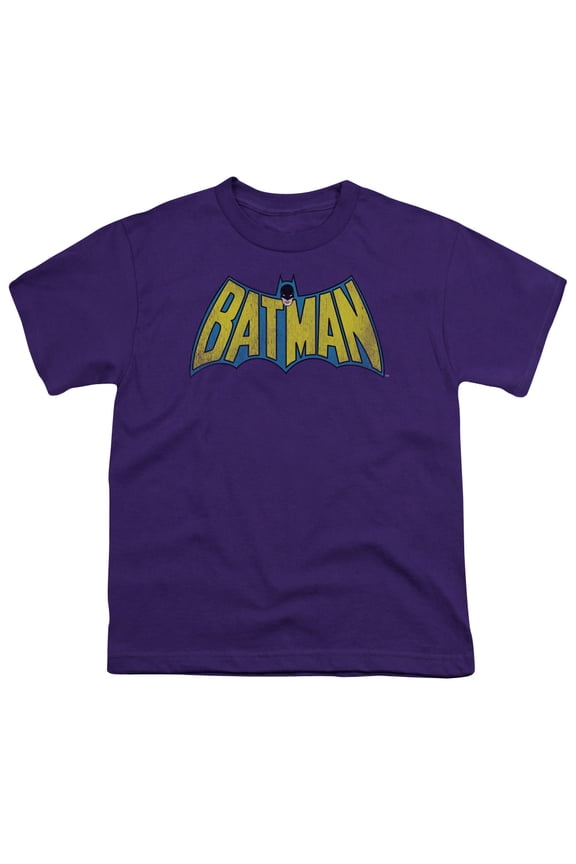 Dc - Classic Batman Logo Distressed - Youth Short Sleeve Shirt - Large