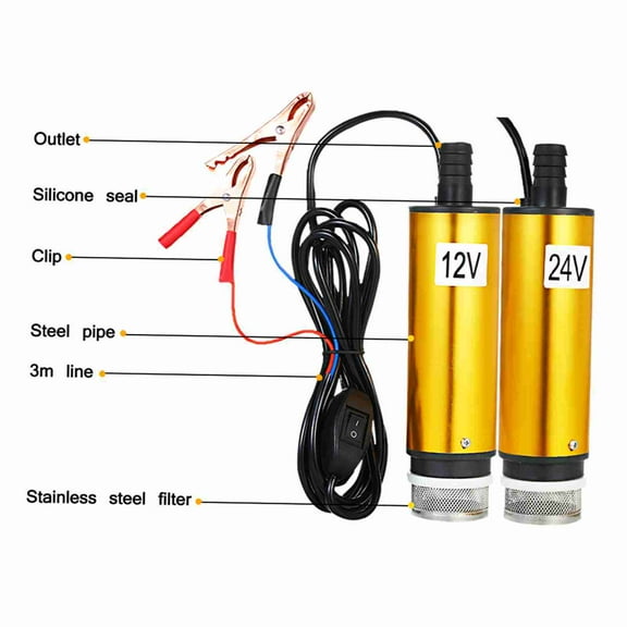 Dc DC 12V/24V Submersible Pump For Pumping Diesel Oil Water 51mm Water Oil Diesel Fuel Transfer Pump Refueling With Fliter Screen