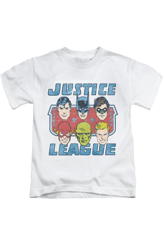 DC Comics Boys' Faces Of Justice Childrens T-shirt White