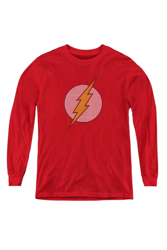 Dc Flash - Flash Little Logos - Youth Long Sleeve Shirt - Large