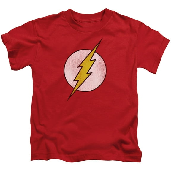 Dc Flash - Flash Logo Distressed - Juvenile Short Sleeve Shirt - 4