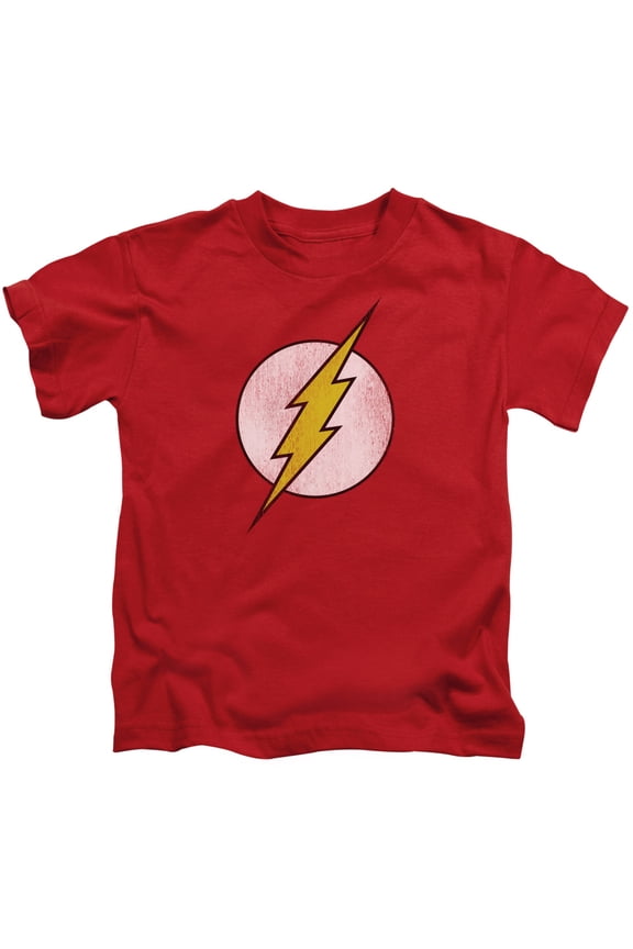 Dc Flash - Flash Logo Distressed - Juvenile Short Sleeve Shirt - 4
