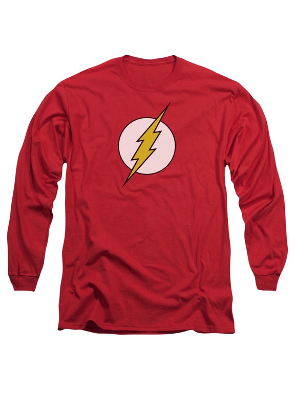 DC Comics Flash Flash Logo Long Sleeve Adult 18/1 T-Shirt Red